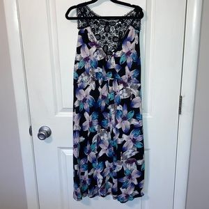 Elle size large floral crochet sundress knee length
